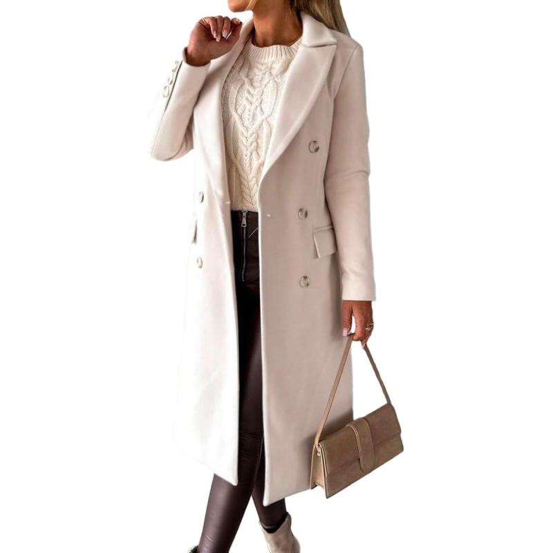 IDEALSANXUN 2023 Womens Wool Coat Double Breasted Trench Coat Fall ...